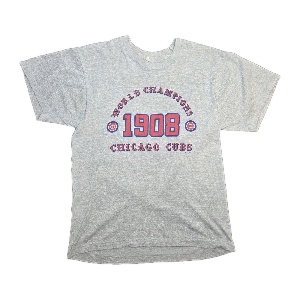 VTG 80s Chicago Cubs Single Stitch T Shirt 1908 World Champions MLB Baseball